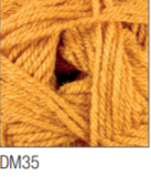 Swatch of DK with Merino yarn in shade DM35 (faded mustard shade)