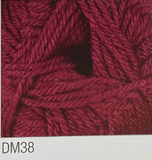 Swatch of DK with Merino yarn in shade DM38 (deep wine/burgundy)