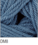Swatch of DK with Merino yarn in shade DM8 (medium blue)