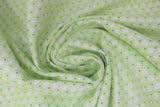 Swirled swatch jubilee fabric (pale lime green fabric with white diamonds/mesh look and tiny green dots between)