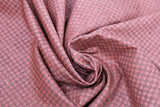 Swirled swatch coffee themed fabric in Red Checkers