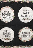 Full swatch farmhouse themed printed fabric in Home Sweet Farmhouse Black Panel