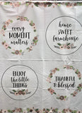 Full swatch farmhouse themed printed fabric in Home Sweet Farmhouse White Panel