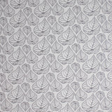 Square swatch Ivory Woods fabric (ivory fabric with dark grey leaf outlines in small, medium and large sizes)