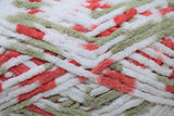 Flowerpot (red, white, taupe) swatch of Bernat Baby Blanket