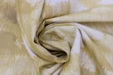 Swirled swatch wild and free printed fabric in White & Gold Trees