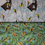 Group swatch winter visitors themed fabrics in various styles/colours