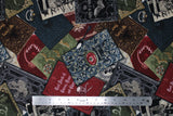 Flat swatch halloween printed fabric in Spooky Books and Grimoires (multi-coloured large spooky book collage)