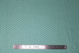 Flat swatch vintage print fabric in White Squares & Green Flowers on Mint