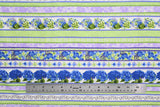 Flat swatch hydrangea themed fabric in Green Striped