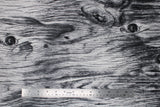 Flat swatch wood fabric (off white fabric with dark grey tree trunk/wood grain look)