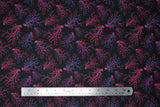 Flat swatch Lightning fabric (black fabric with squiggly pink and blue lightning look lines tossed allover)