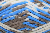 Little Royales (blue, taupe, white) swatch of Bernat Baby Blanket