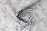 Swirled swatch grey lily fabric (light to dark pale grey lilies graphics fabric)