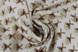 Swirled swatch Oh Holy Night themed Christmas fabric in Mangers on Off-White