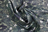 Swirled swatch Olive fabric (busy collaged illustrative style green olive branches and leaves allover with subtle gold sparkle detail)