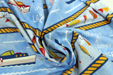 Swirled swatch lake themed panel in lake life (cartoon boats and fish)