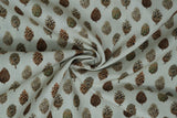 Print "Pinecones" from the Woodland Blooms collection, twisted to show drape and texture.