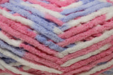 Pink/Blue Ombre (pink, blue, white) swatch of Bernat Baby Blanket