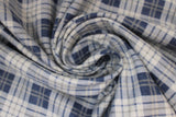 Swirled swatch navy fabric (small diagonal squares plaid white, grey and navy blue)