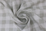 Swirled swatch grey fabric (white and light grey small buffalo check style plaid fabric)