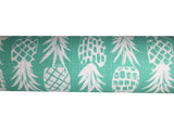 Outdoor polyester print in pineapples (mint blue/light turquoise fabric with white pineapple designs tiled)