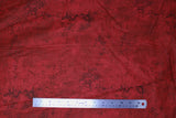 Flat swatch marble printed cotton in red