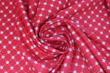Swirled swatch tiny florals fabric in vintage adventure (flower/grid on red)