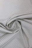 Swirled swatch circles & dots print fabric in gold & silver (on white)