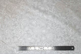 Flat swatch flower & plant print fabric in bees & hummingbirds (white on grey)