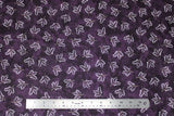 Flat swatch flower & plant print fabric in amour (white on black)
