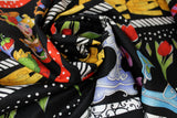Swirled swatch Seamstress Border (cartoon ladies, measuring tapes)