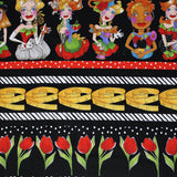 Square swatch Seamstress Border (cartoon ladies, measuring tapes)