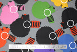 Flat swatch cartoon female side profile printed fabric