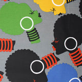 Square swatch cartoon female side profile printed fabric