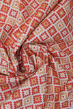 Swirled swatch tiled print fabric in woodland spring (oranges)
