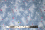 Flat swatch planets printed fabric (light blue)