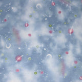 Square swatch planets printed fabric (light blue)