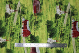 Flat swatch farm landscape (green) printed fabric