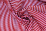 Swirled swatch lines & stripes printed fabric in it's the berries (white stripe on red)