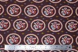 Flat swatch Bouquet in Circle on Brown print fabric