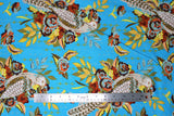 Flat swatch Bouquet in Bird in Flowers on Blue print fabric