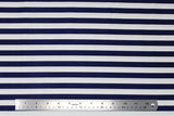 Flat swatch stripe printed fabric in Navy & White Stripes