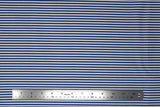Flat swatch stripe printed fabric in Small Blue & White Stripes