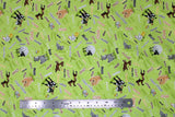 Flat swatch World of Susybee printed fabric in Farm Animals & Words on Green