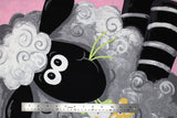 Flat swatch World of Susybee printed fabric in Sheep Panel