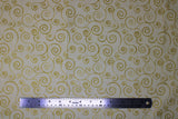 Flat swatch Cream/Gold fabric (cream fabric with gold sparkly swirls allover)