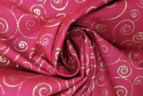Swirled swatch Red/Gold fabric (red fabric with gold sparkly swirls allover)