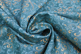 Swirled swatch Light Green/Gold fabric (green fabric with tossed light green and gold scroll/swirly designs allover)