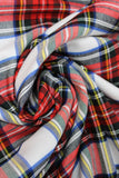 Swirled swatch tartan plaid in ivory/red